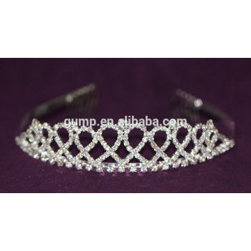 Atacado Nova Prata Bridal elegante brilhante cristal Tiara